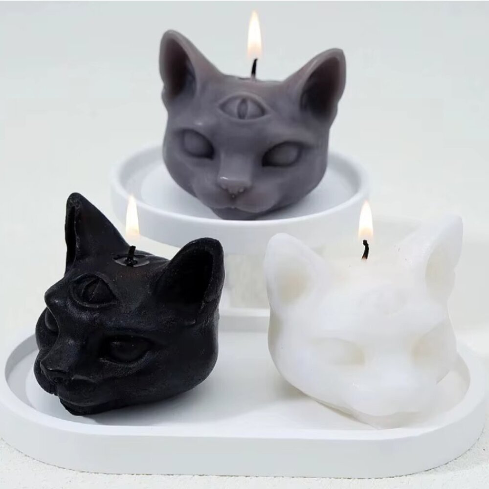 Mystical Three-Eye Cat Soy Candle | Spiritual Feline Home Decor